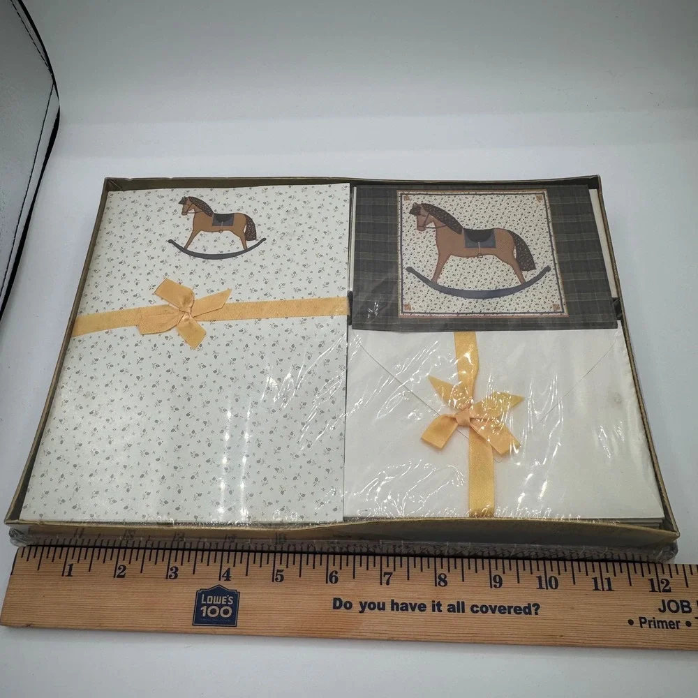 Montag Country Sampler Rocking Horse Stationery Set 88400-A Mead Vintage New